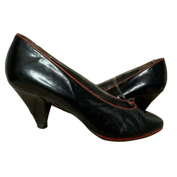 Vintage Peter Kaiser Black Leather Pumps Sz 6.5 M - Picture 3 of 8